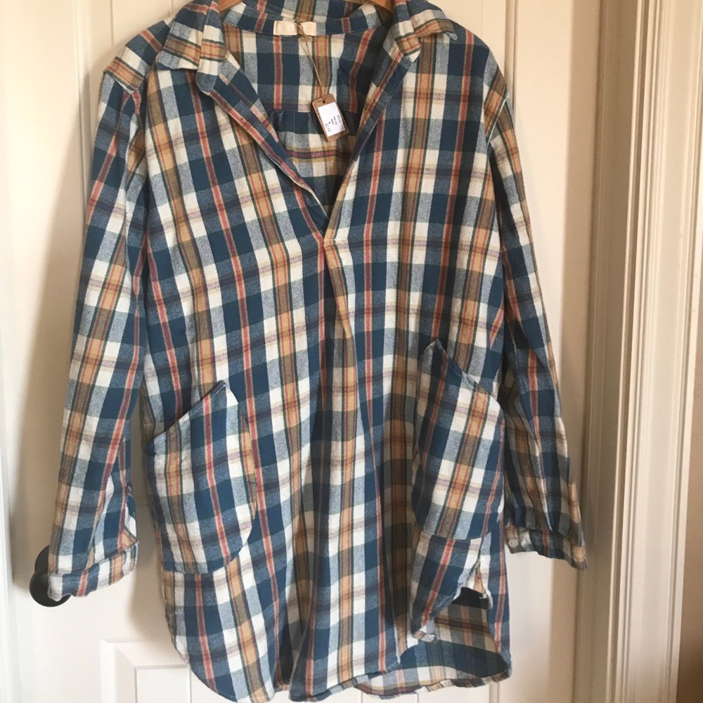 RARE NWT CP Shades Teton Tunic in rainbow plaid